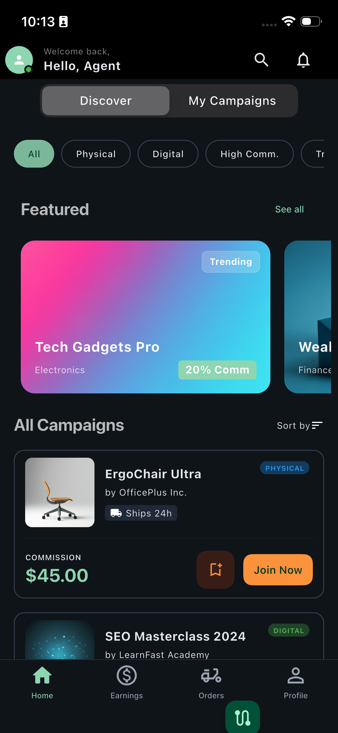 Piper Affiliate App - Campaign Dashboard