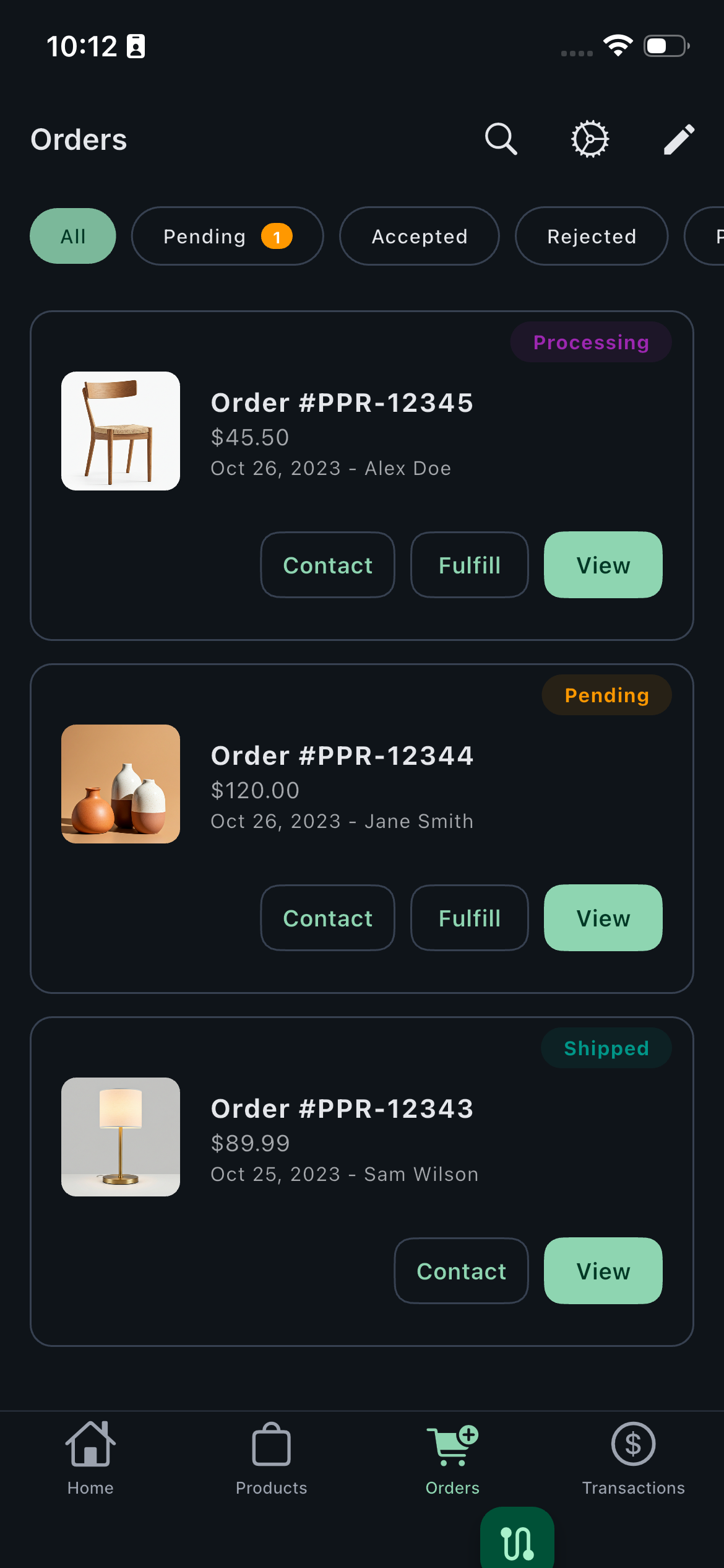 Piper Merchant App - Business Orders